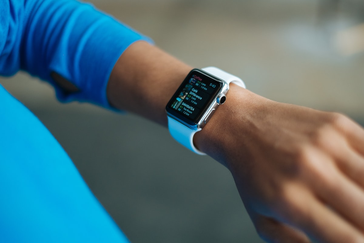 Turned on smartwatch showing an active display, representing Pixel Watch 5 health tracking features